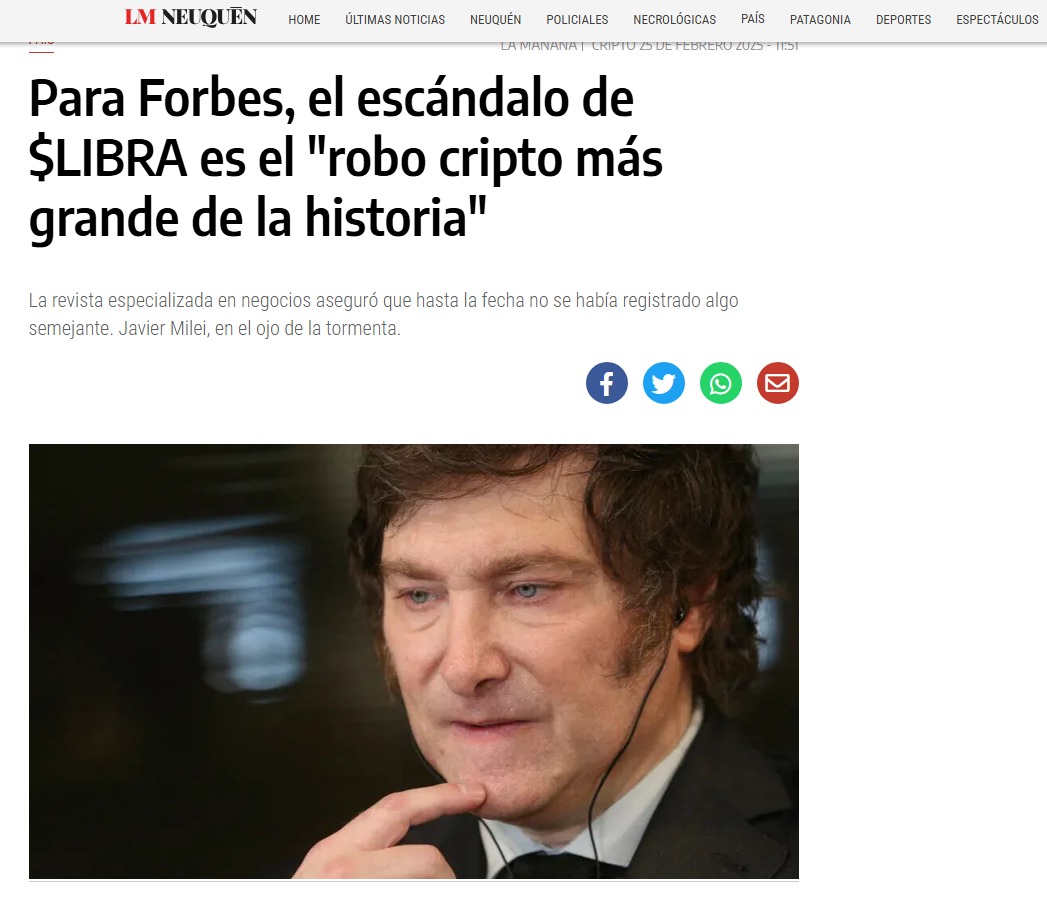 Prensa habla del fraude de Milei 