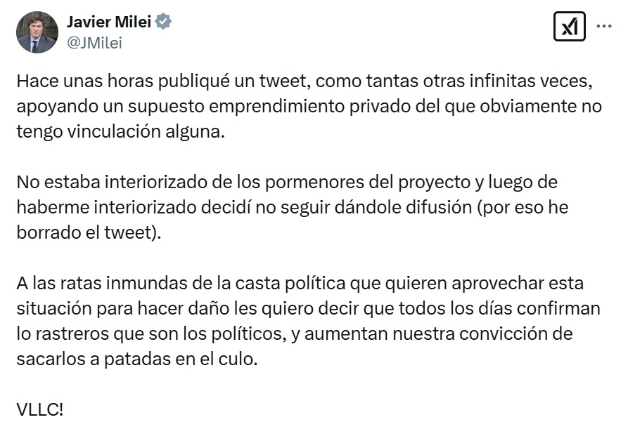 Respuesta de Javier Milei
