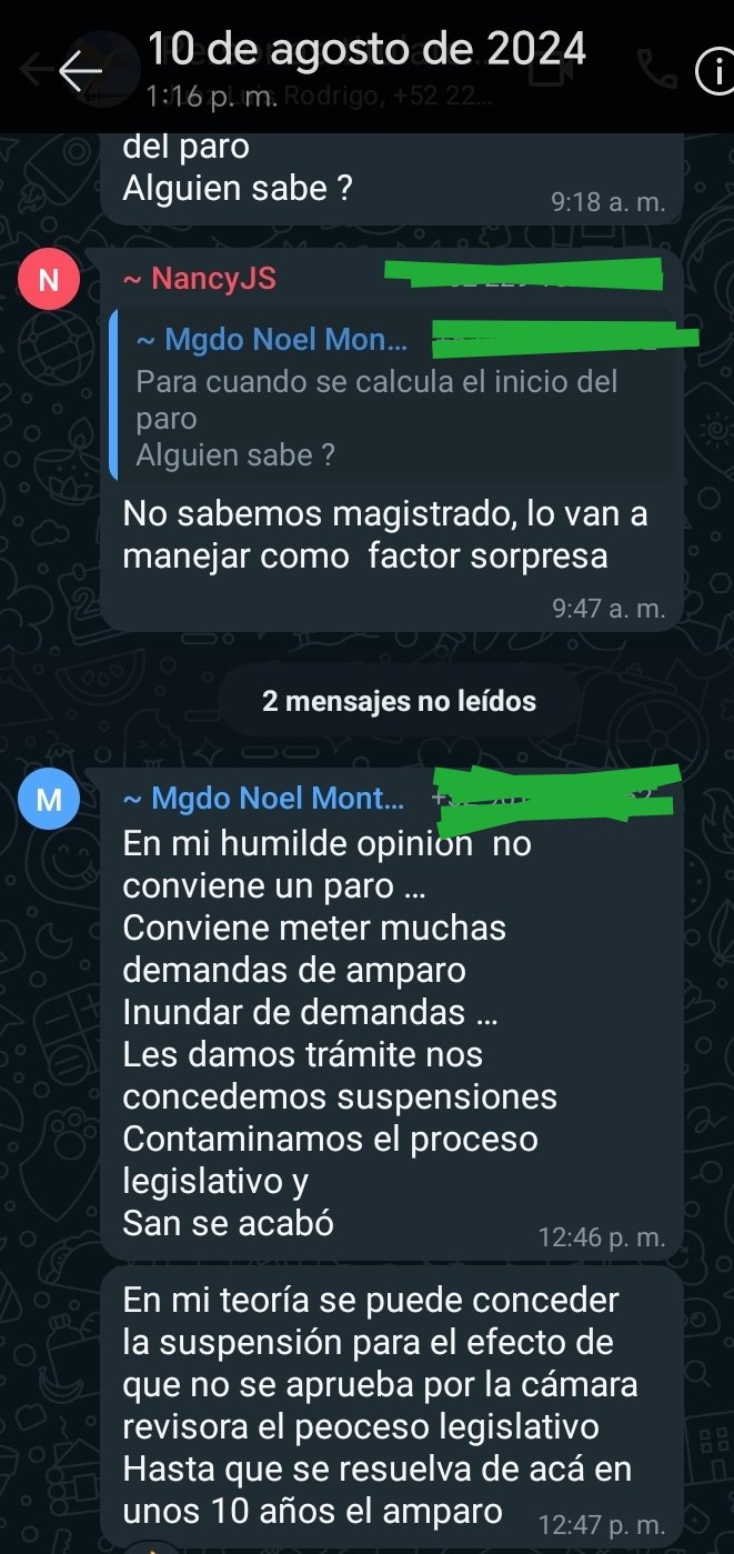 Revelan chat entre personas juzgadoras sobre la reforma judicial