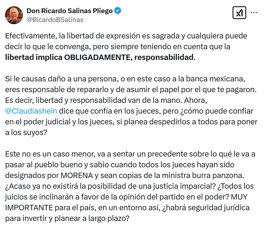 Salinas Pliego contra Sheinbaum