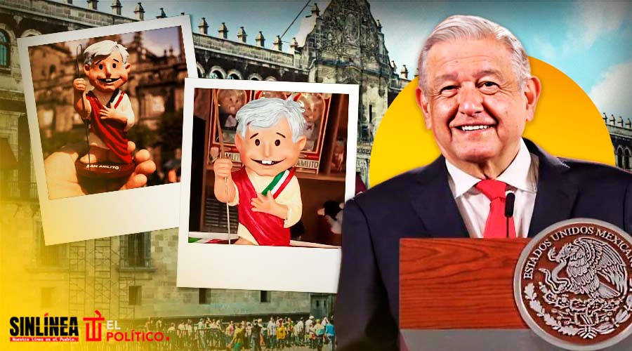 Vendedores lanzan San AMLITO, la imagen de AMLO para pedir su reelección