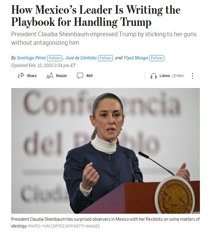 WSJ elogia a Sheinbaum por negociación con Trump