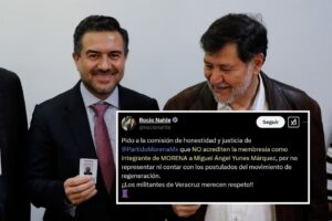 La gobernadora de Veracruz, Rocío Nahle se inconformó por la llegada de Yunes a Morena
