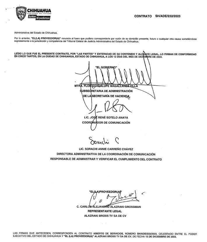Carlos Alazraki firmó contrato de Publicidad con Maru Campos