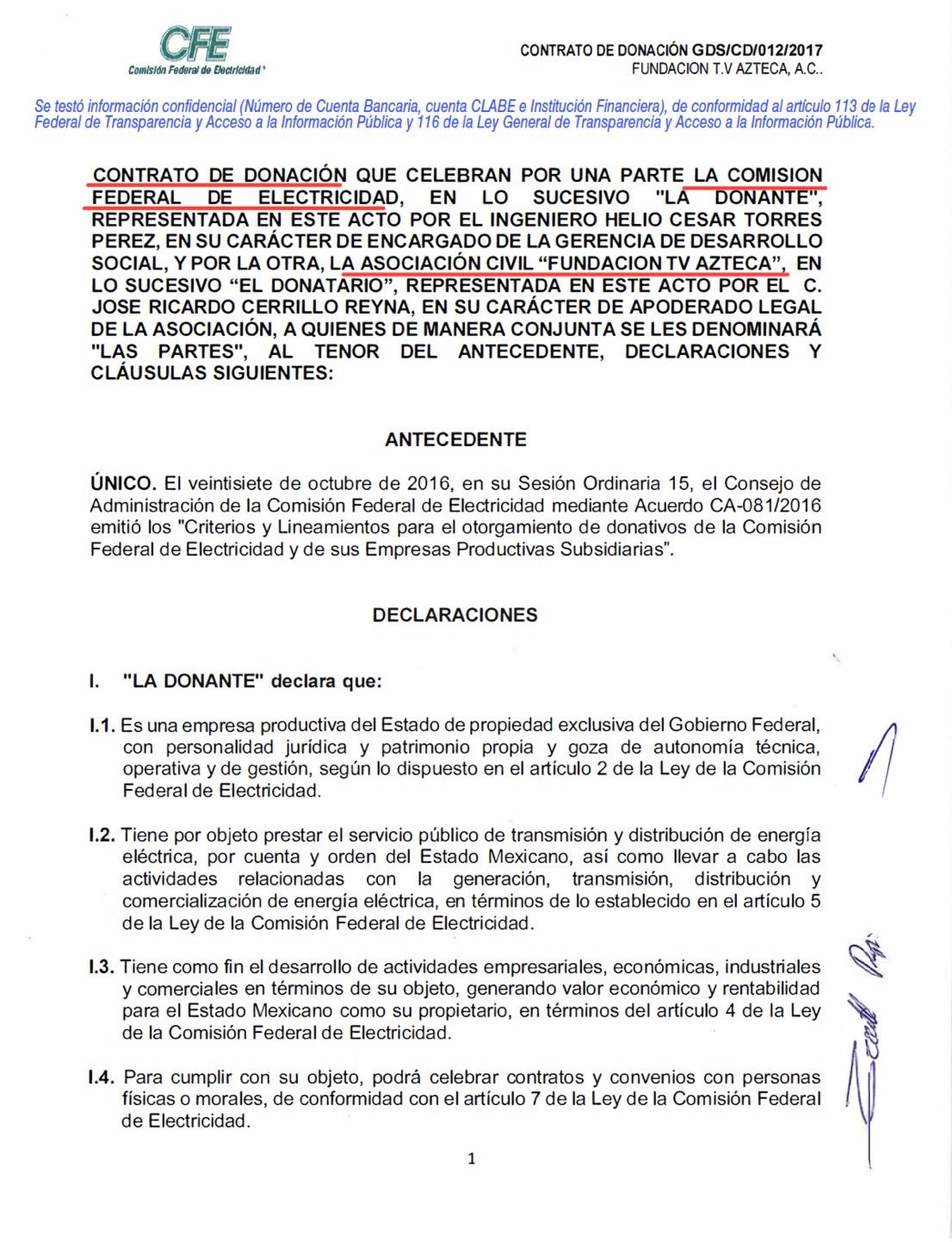 CFE donó 3 mdp a Salinas Pliego en 2017