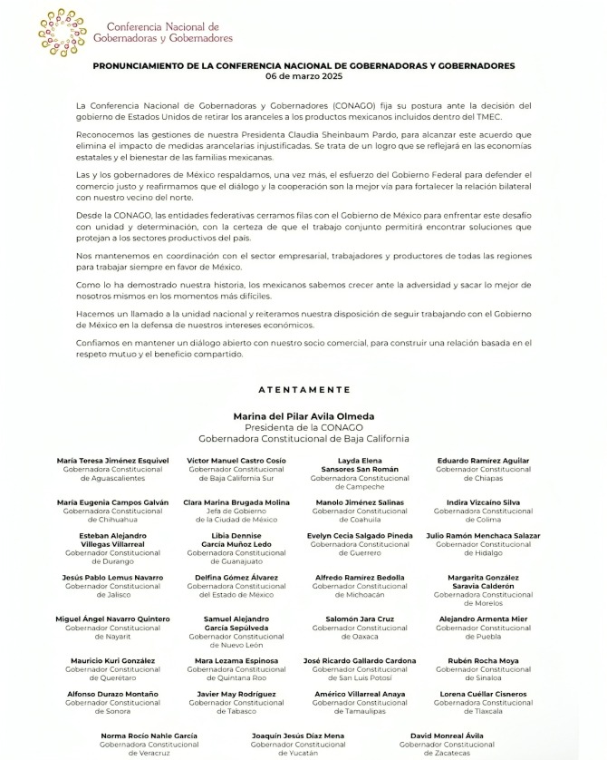 Conago reconoce a Sheinbaum