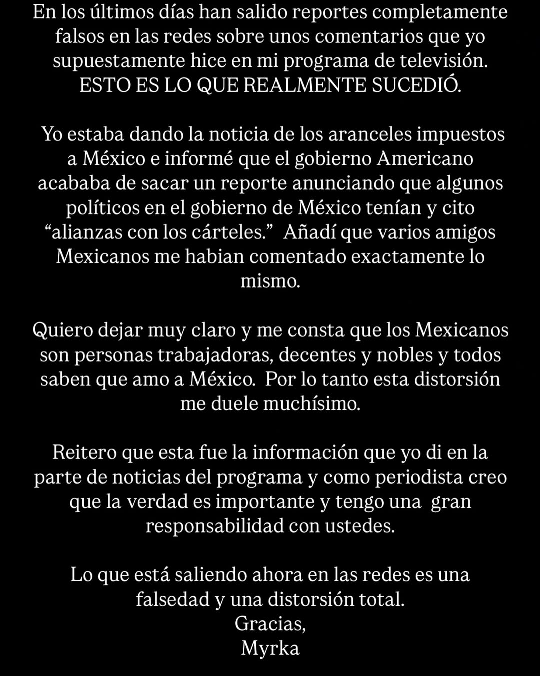 Myrka Dellanos disculpas