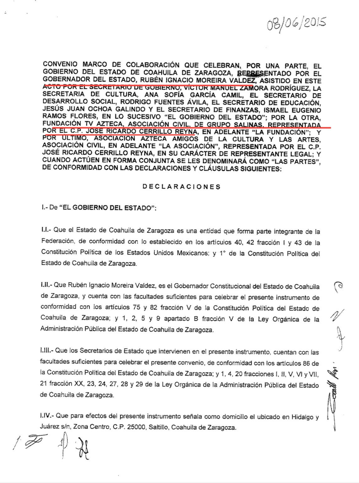 Donaciones de Moreira a Salinas Pliego