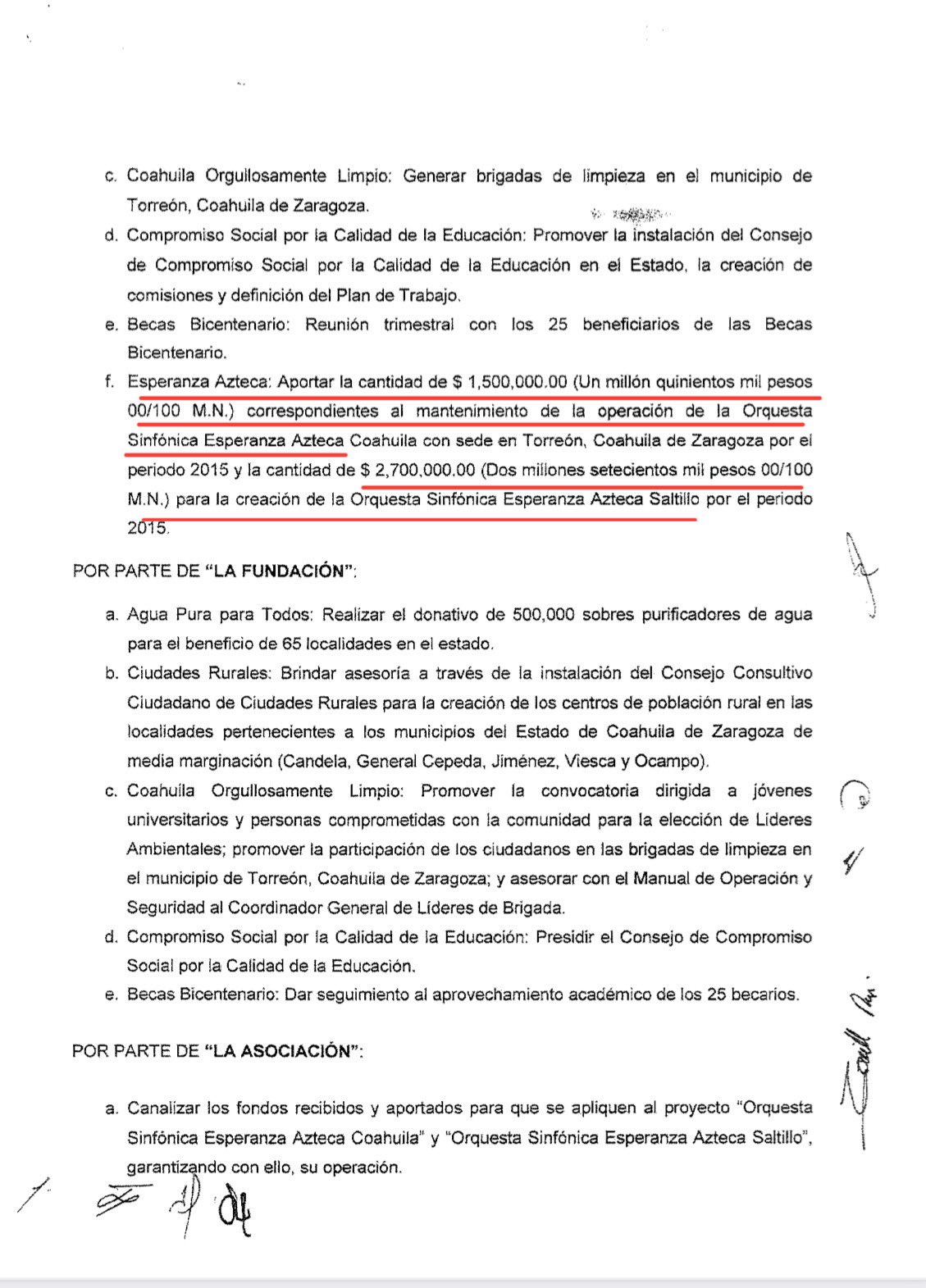Donaciones de Moreira a Fundación Azteca