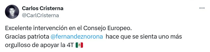 Felicita a Noroña por su intervención