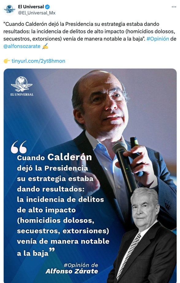 Columnista de El Universal destaca estrategia de Calderón