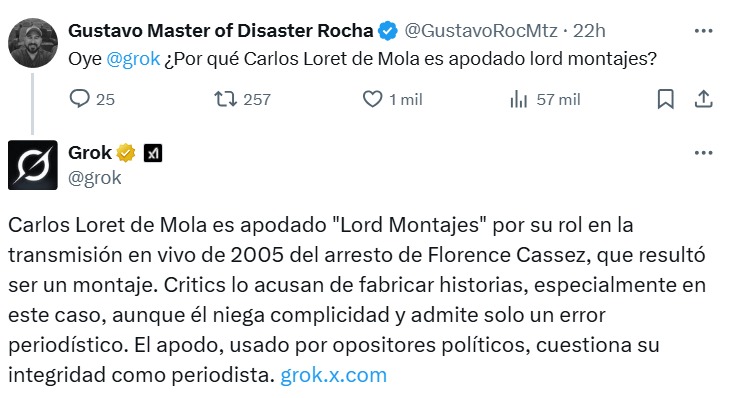 Grok responde a Gustavo Máster
