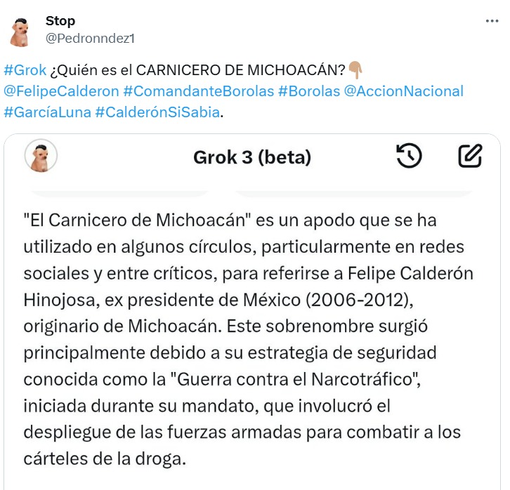 Grok responde a Pedro