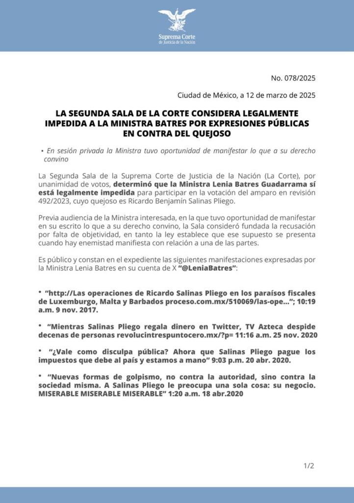 Impedimento a Lenia Batres