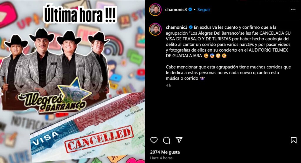 Instagram informacion Alegres del Barranco