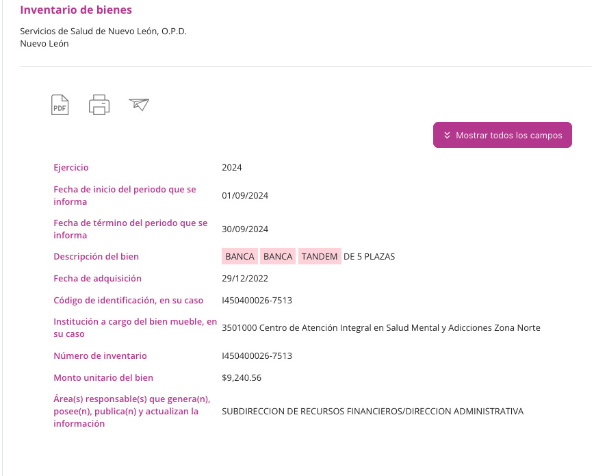 Inventario banca tandem Nuevo Léon