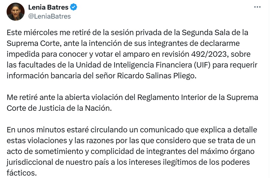 Lenia Batres en X