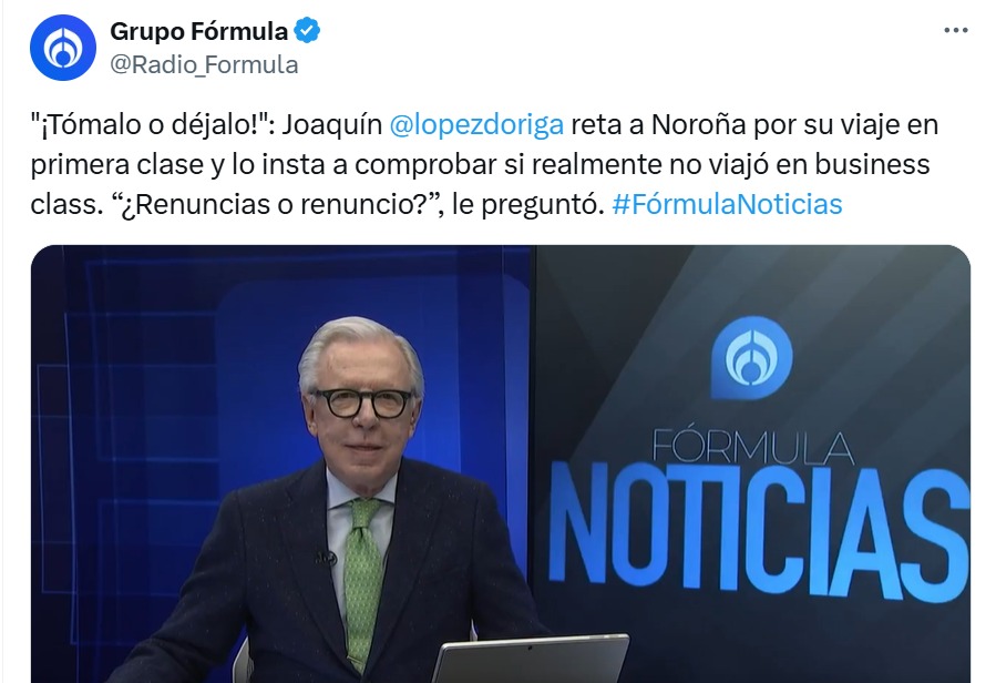 López-Dóriga reta a Noroña