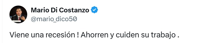 Mario Di Costanzo advierte recesión