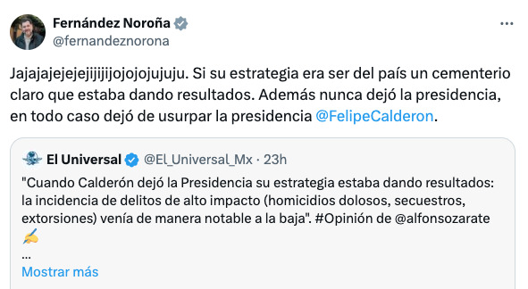 Fernández Noroña arremete contra gobierno panista