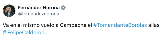 Noroña en mismo vuelo Calderón