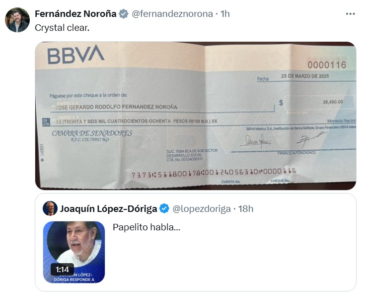 Noroña responde a López-Dóriga
