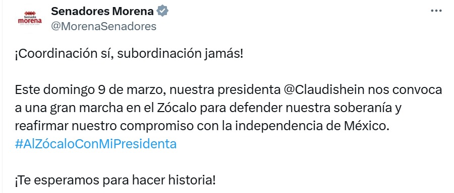 Posicionamiento de Senadores Morena
