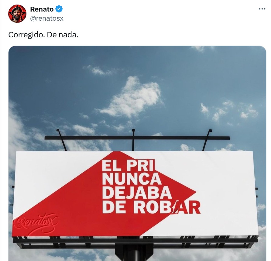 PRI, letrero corregido