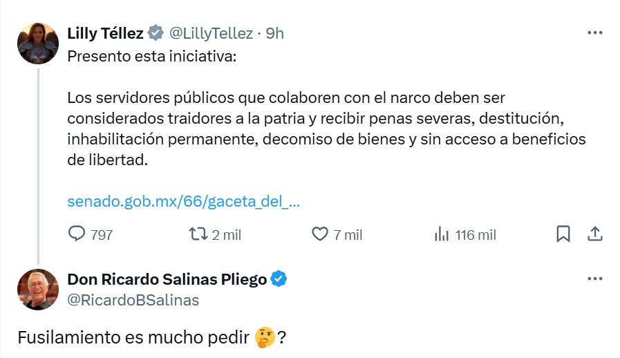 Ricardo Salinas pide fusilamiento