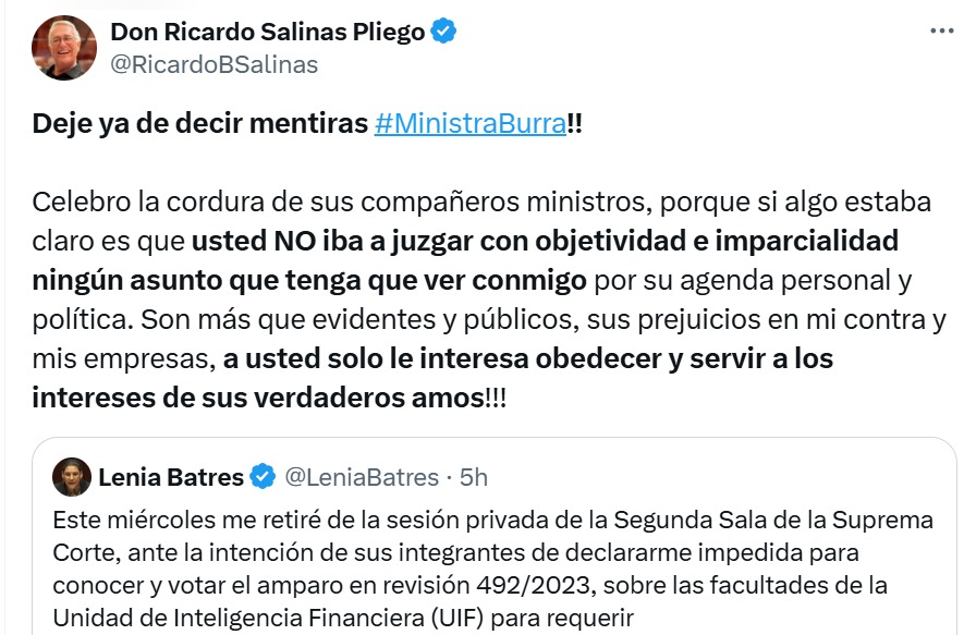Ricardo Salinas responde a Lenia