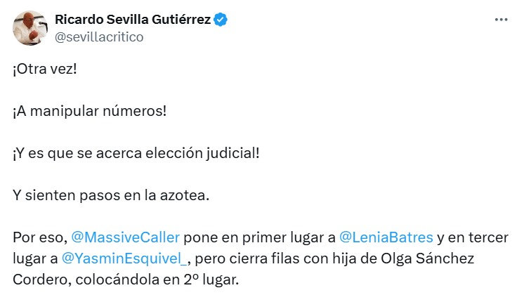 Segundo lugar encuesta hija de Sánchez Cordero