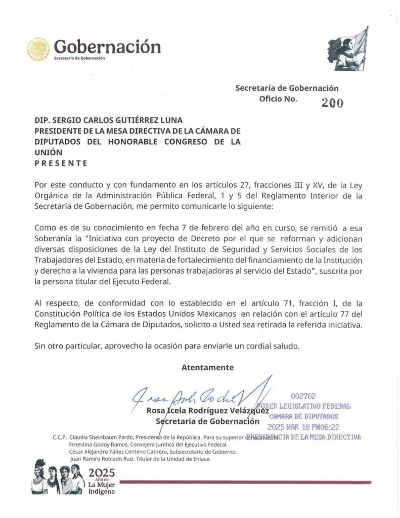Sheinbaum retira Ley del Issste