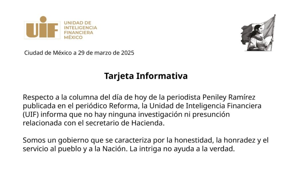 Tarjeta informativa UIF