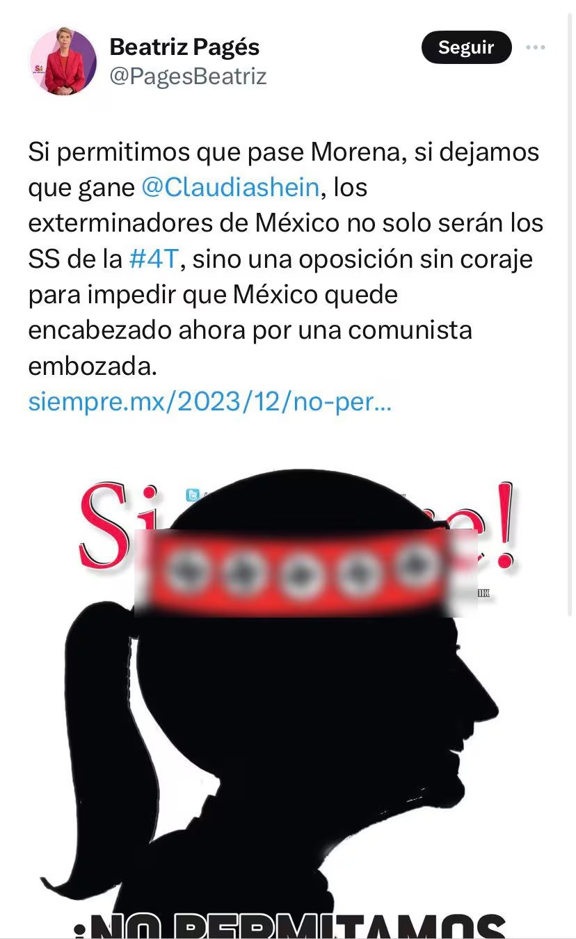 Tepjf multa a Beatriz Pagés por portada nazi contra Sheinbaum