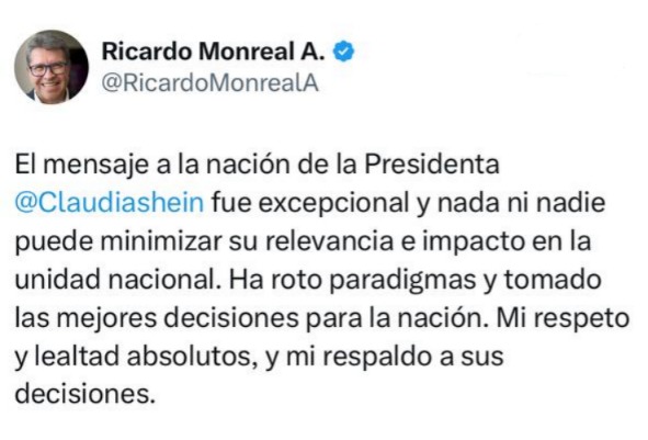 útlima disculpa de Monreal a Sheinbaum