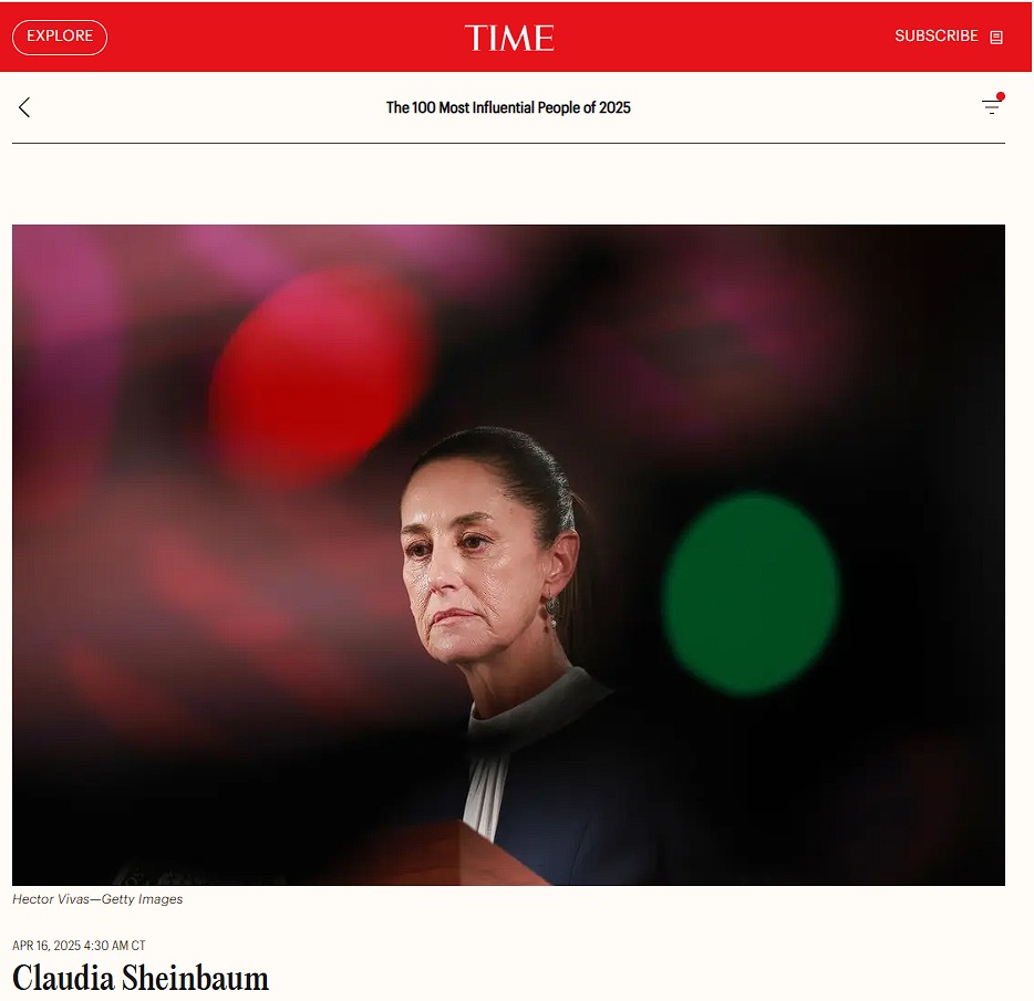 Sheinbaum, entre las 100 personas más influyentes: Time