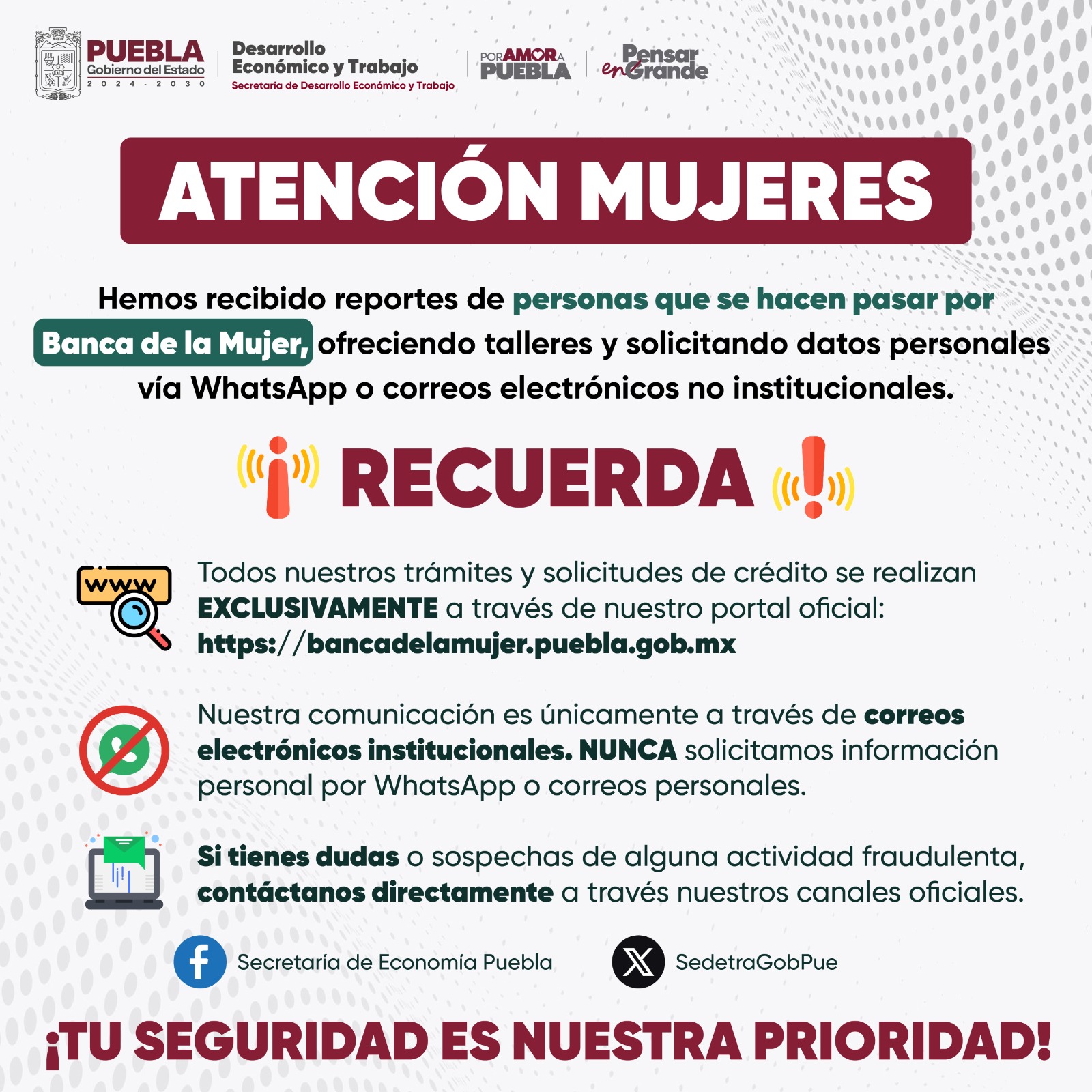 Advertencia Banca de la Mujer