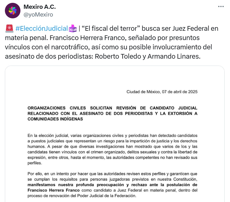Comunicado contra exfiscal