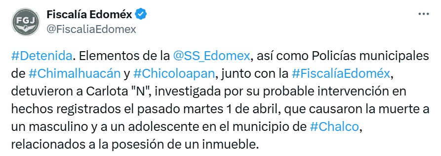 Comunicado de la Fiscalía