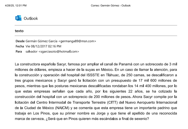 correo de Garcia Soto