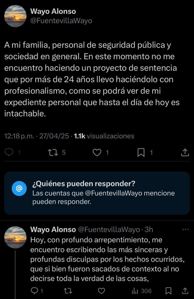 Disculpas del funcionario del PJF