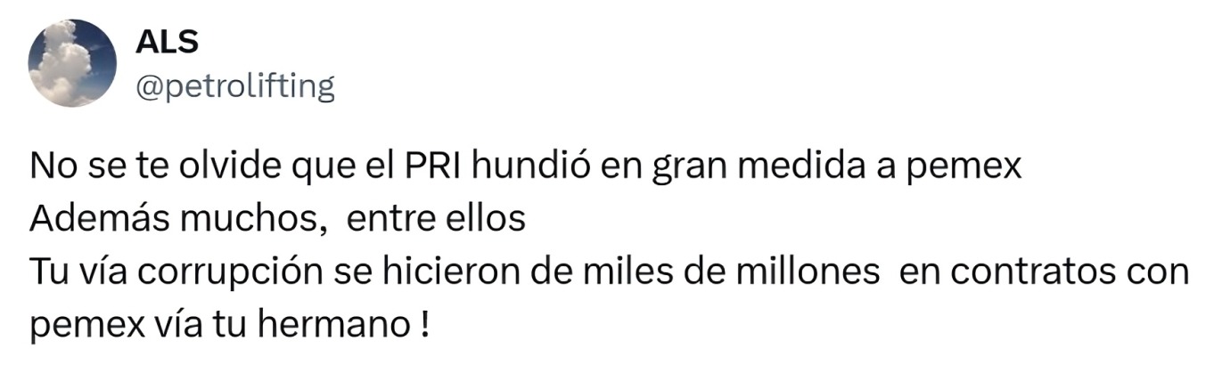 Internautas acusana Alito Moreno de ser parte de la corrupción de Pemex