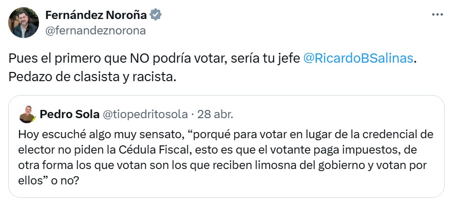 Noroña tunde a Pedro Sola