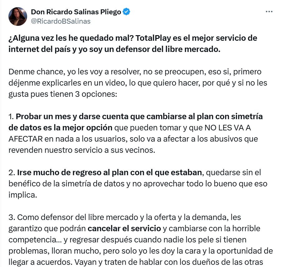 Respuesta de Salinas Pliego