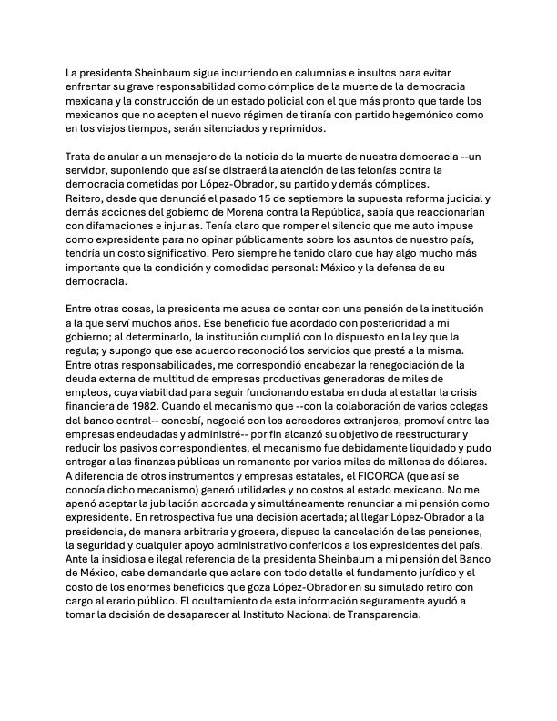 Segunda carta de Zedillo