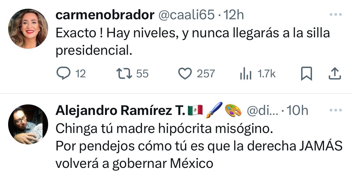 "Eres un misógino, nunca llegarás a la silla presidencial"