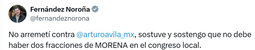 Ávila responde a Noroña