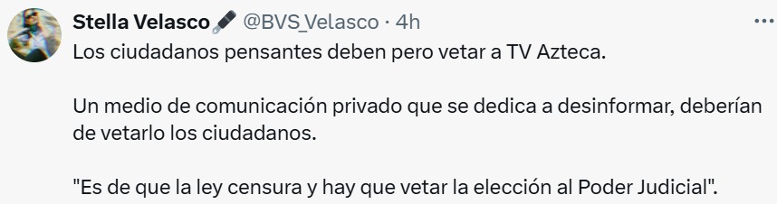 Ciudadanos deben vetar a TV Azteca