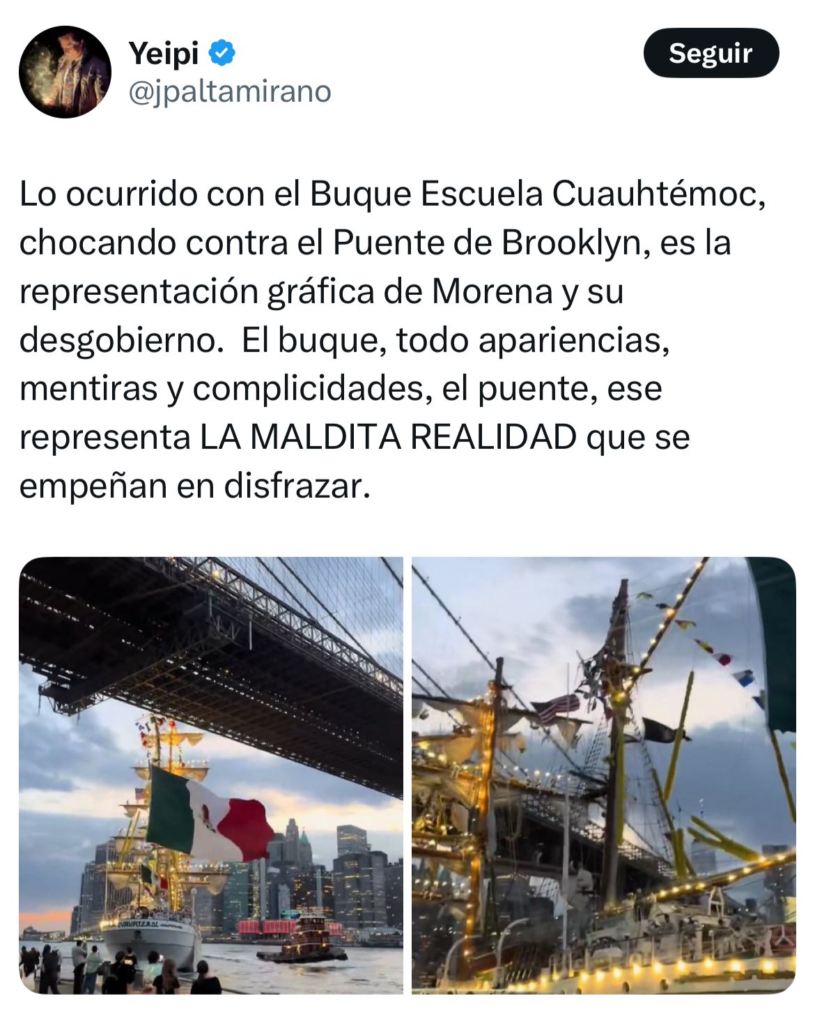 Comparan al gobierno de Morena con Buque Cuauhtémoc