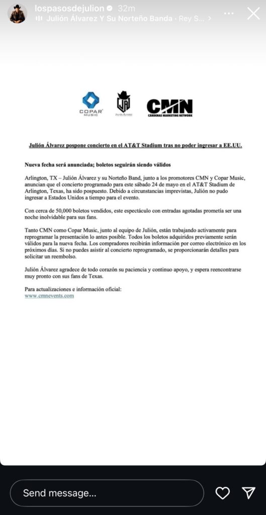 Comunicado de Julión Álvarez